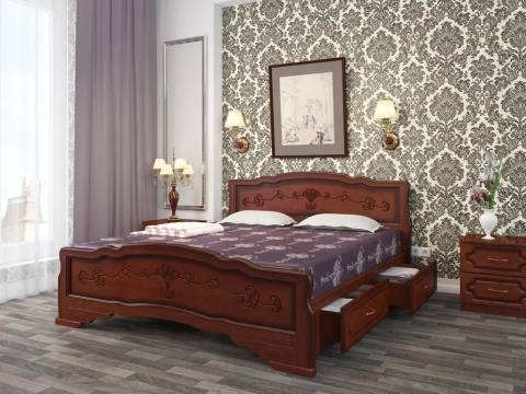 Кровать Карина-6 с 2-мя ящиками 1600 Орех
