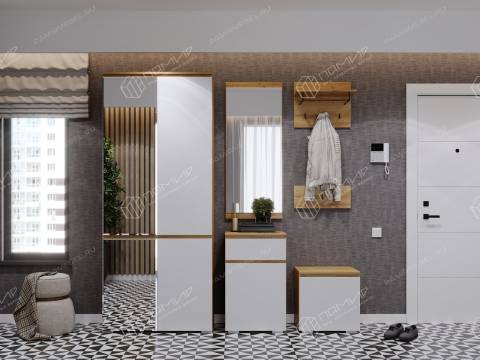 Прихожая Гретта дуб крафт золотой/белый