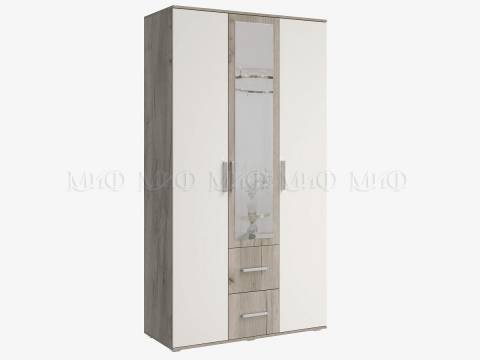Шкаф 3-х створчатый 1200 с зеркалом Фиеста NEW Кашемир, Крафт серый