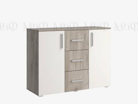 Комод 3 ящика 2 двери (1200) Фиеста NEW Кашемир, Крафт серый