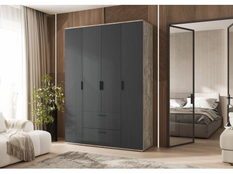 Шкаф 4-х створчатый 1600 Сильвия Браш Графит, Дуб Юкон